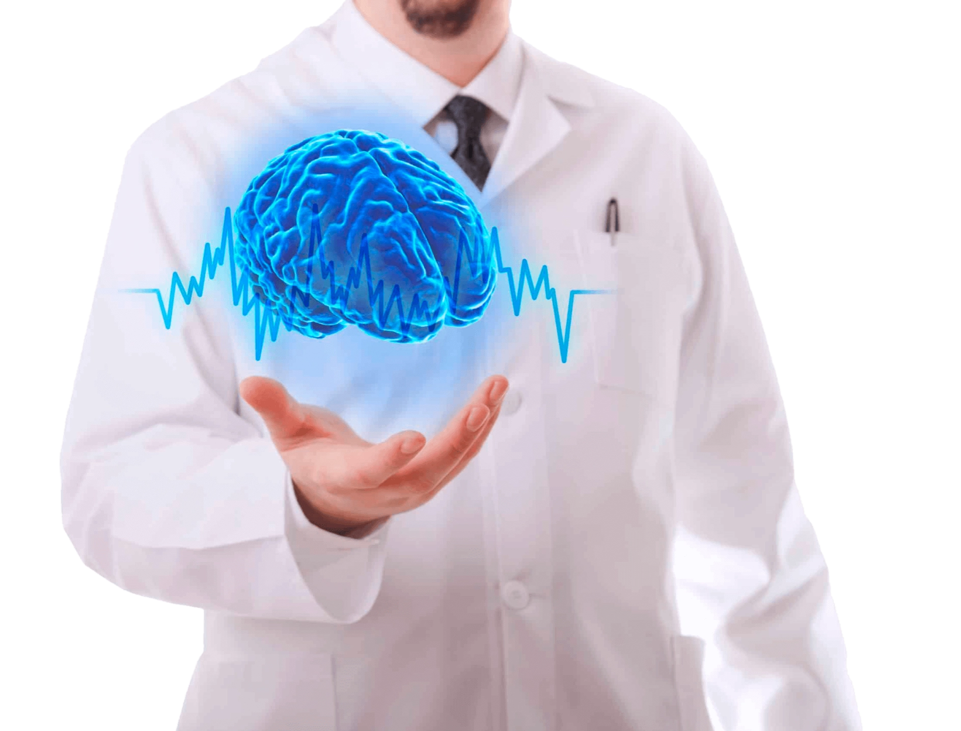 врач держит мозг человека